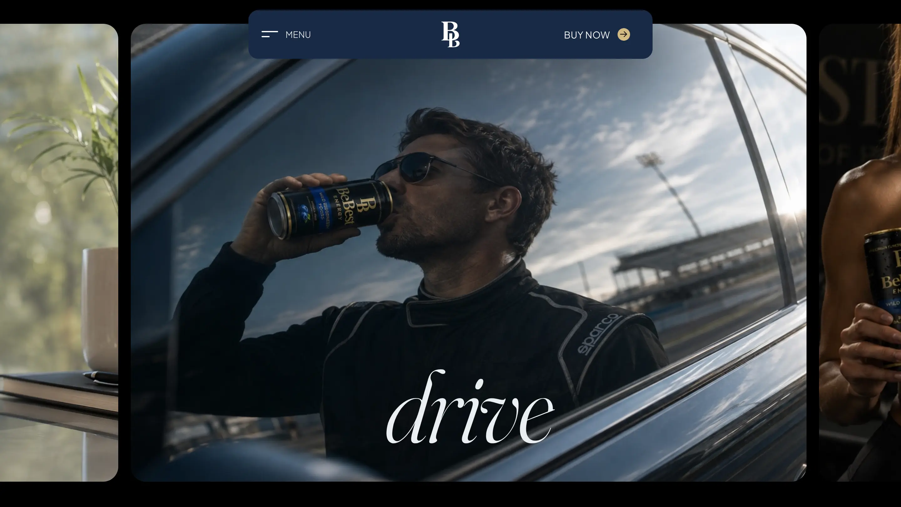 Lifestyle image of a driver drinking BeBest Energy