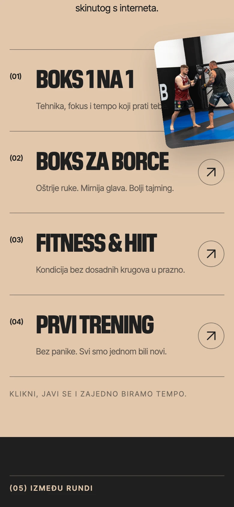Mobile Muha Balboa training menu