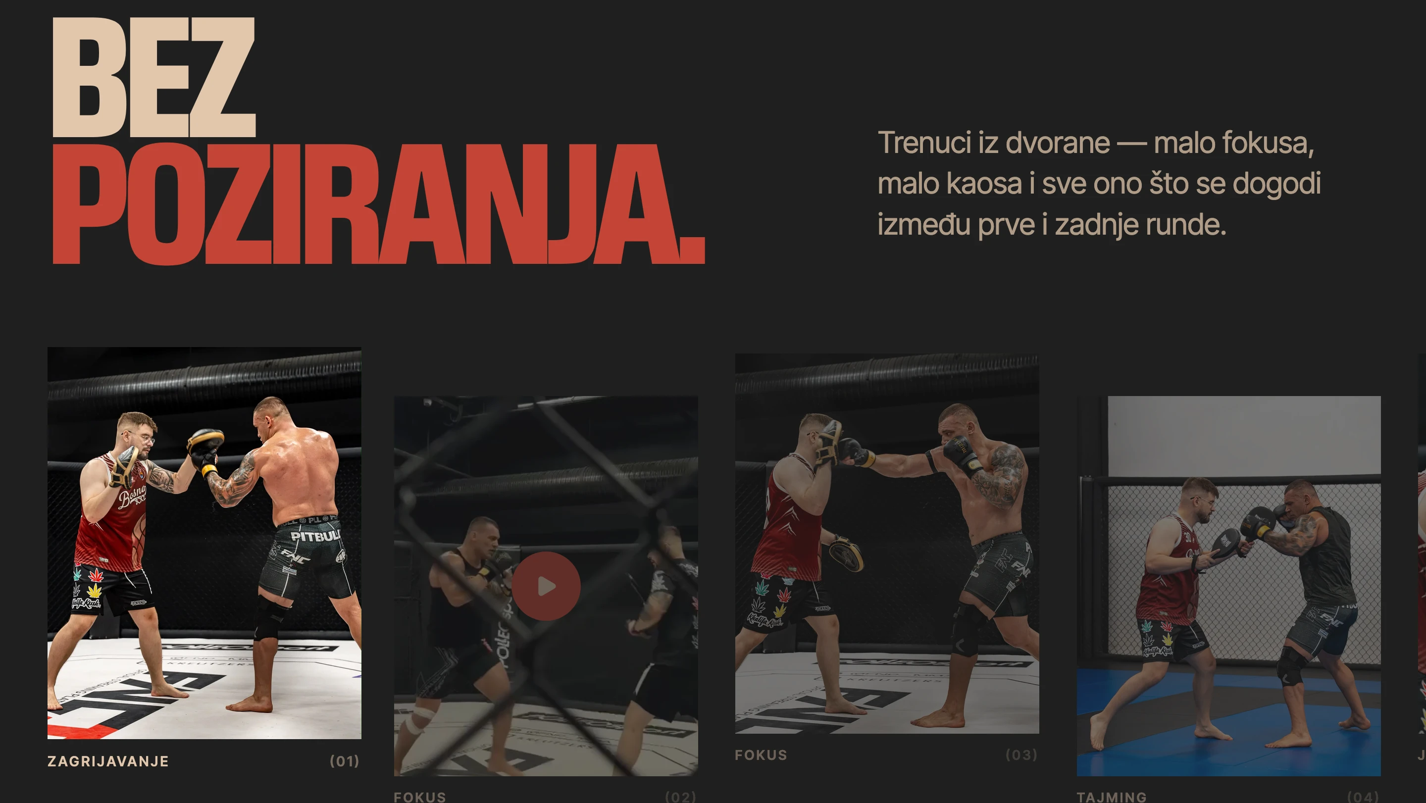 Dark documentary training gallery with boxing and MMA photographs