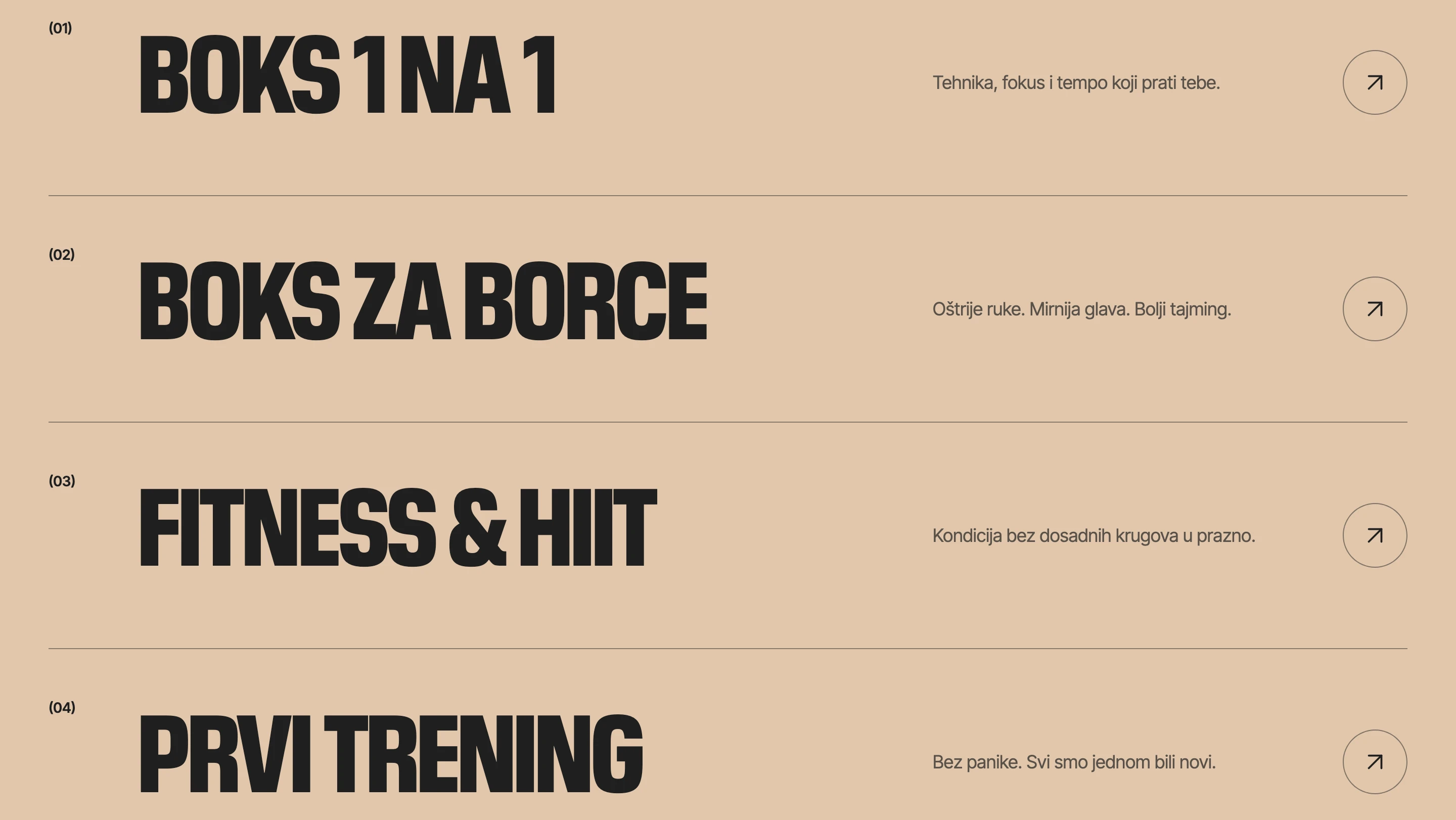 Four Muha Balboa training options arranged as an editorial menu
